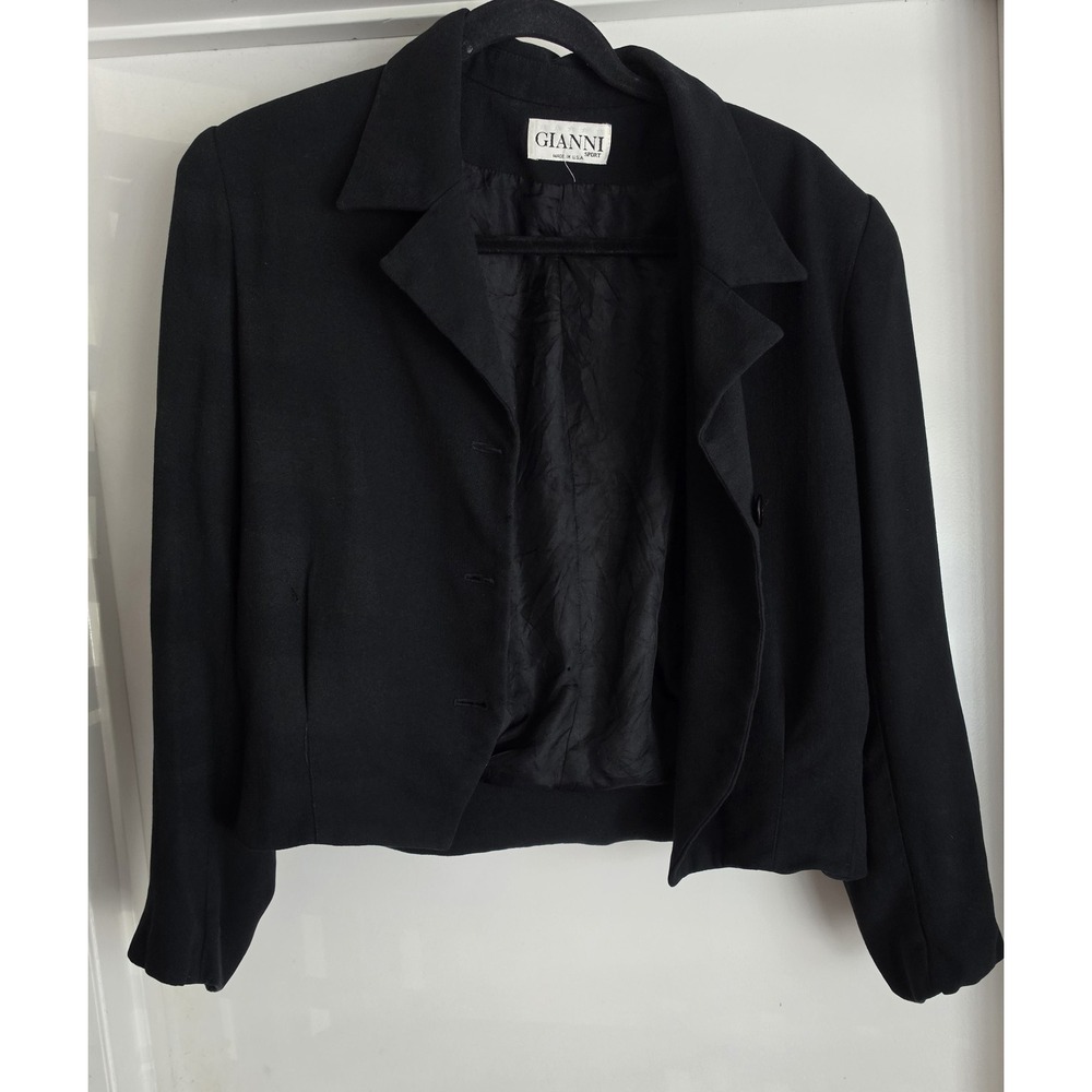 Vintage Gianni Sport Womens Jacket Size 8 Black Solid Long Sleeve Classic